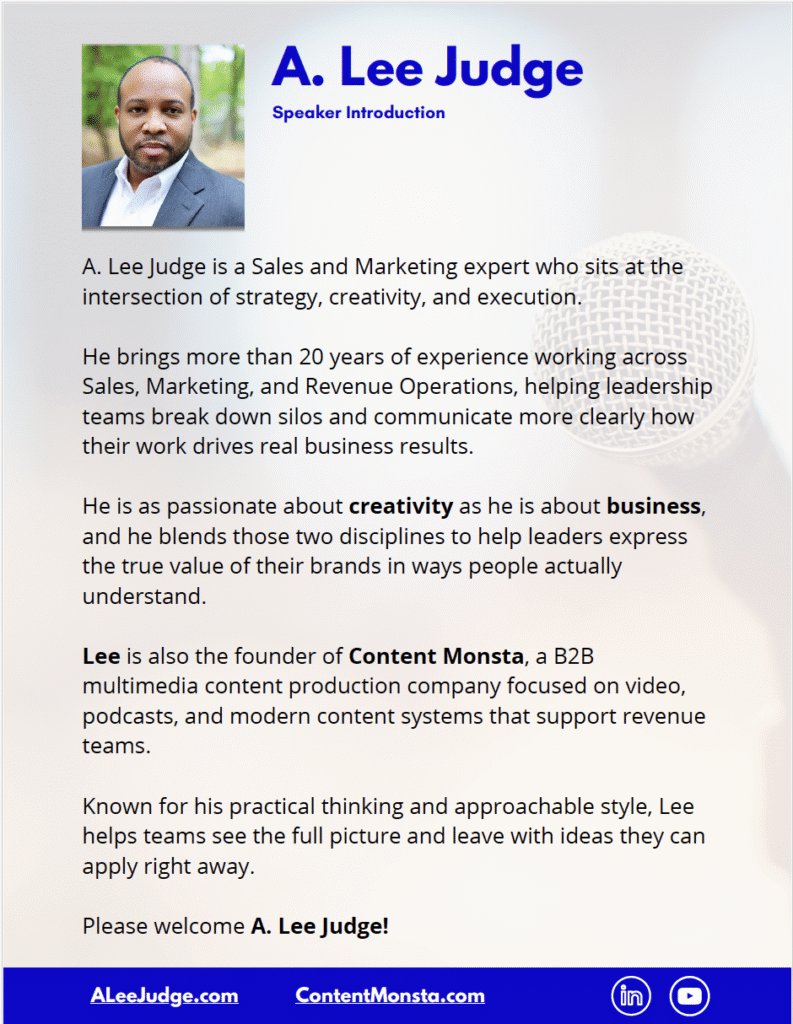 A. Lee Judge Stage Introduction